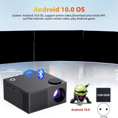 Προβολέας 4K Android 10.0 με υποστήριξη TFlag 720P Wifi LED EU Plug 2