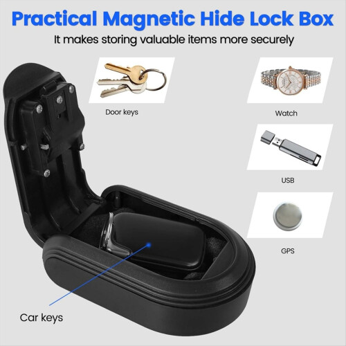 Magntic Key Lock Box with 4 Digit Combination Lock Hider Under Car, B 1
