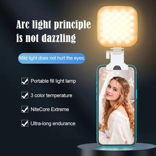 Φωτιστικό τσέπης LED για selfie, κλιπ φωτισμού βίντεο, στρογγυλό δαχτυλίδι B 2