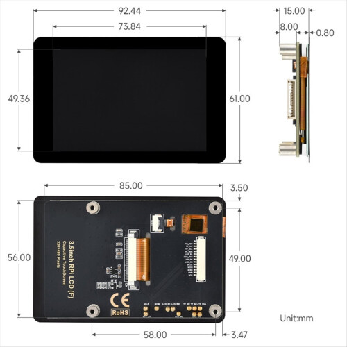 Tela LCD sensível ao toque capacitiva ESP32 de 3,5 polegadas com resolução de 320x480 1