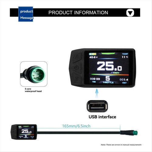 Ebike Display for KT TF01U Intelligent Colorful LCD Meter Waterproof 1
