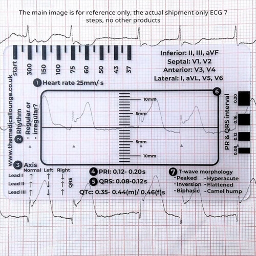 ECG 7 Step Ruler, ECG Ruler Plastic Ruler Measuring Tool 2