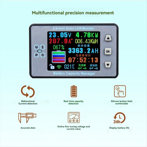 Wireless Coulometer Battery Capacity Tester Ammeter Voltmeter 1