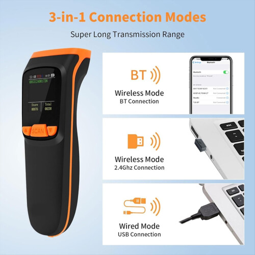 Ασύρματος σαρωτής αποθεμάτων 2D Bluetooth QR Barcode Data Collector 1