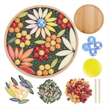 DIY mozaïek knutselset met bloemenmozaïek en bamboe onderzetters