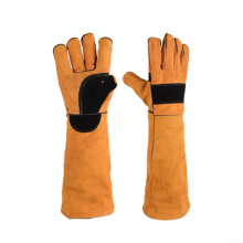 Double Layer Leather For Pet Gloves Anti Scratch And Anti Bite Protection Yellow 45cm