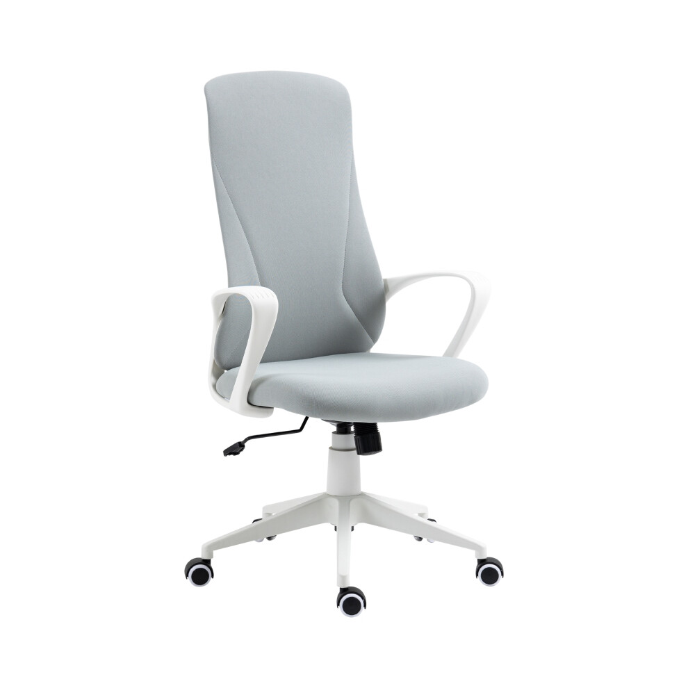 Swivel Office Chair Light Grey Fabric High Back with Armrests Adjustable Height Comfortable Desk Chair Rotatable Wheels-image-OPC-PMG2TRD-NEW