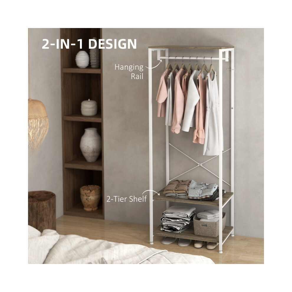 Hallway Coat Rack and Shoe Bench Tree in Grey Multi-Functional Entryway Organizer with Storage Shelf and Hooks-image-OPC-PMG2V97-NEW