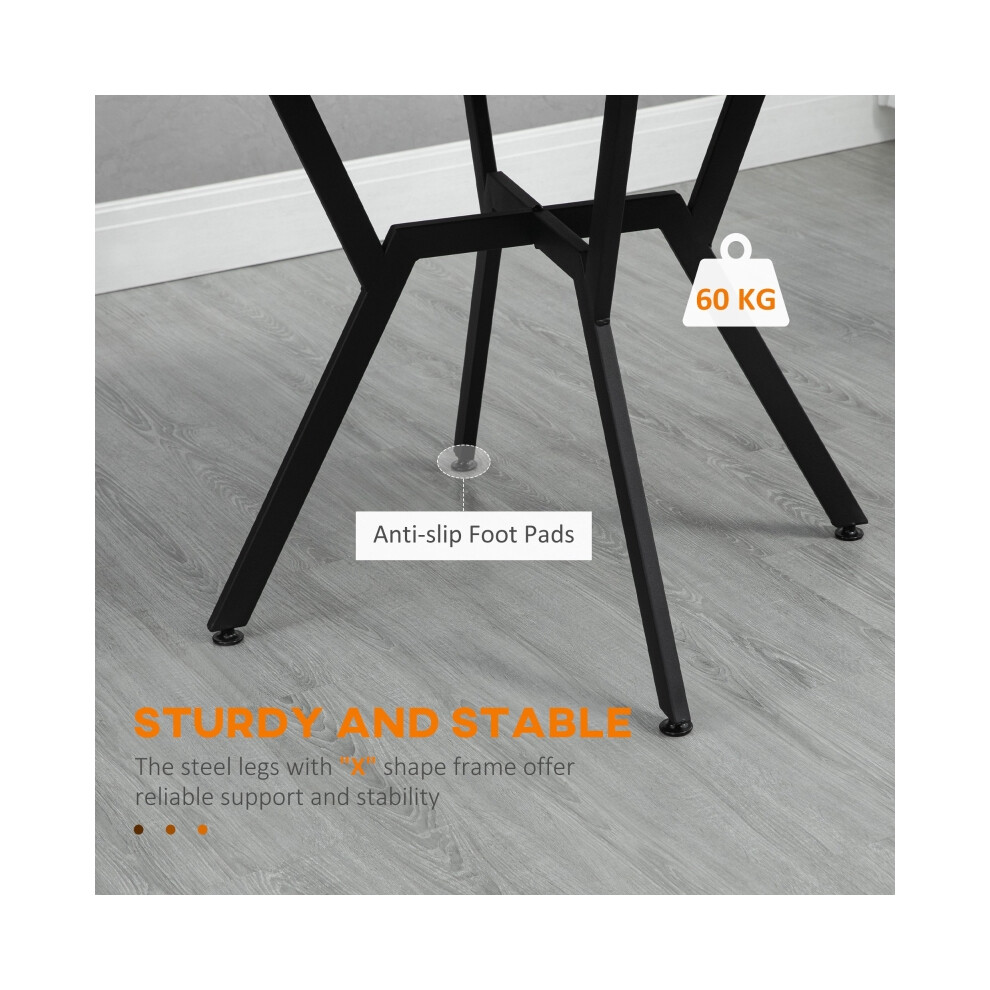 Living Room Dining Table 90 x 76 cm Brown Finish Black Support Legs Anti-slip Foot Pads for Stability & Safety-image-OPC-PMG2V9K-NEW