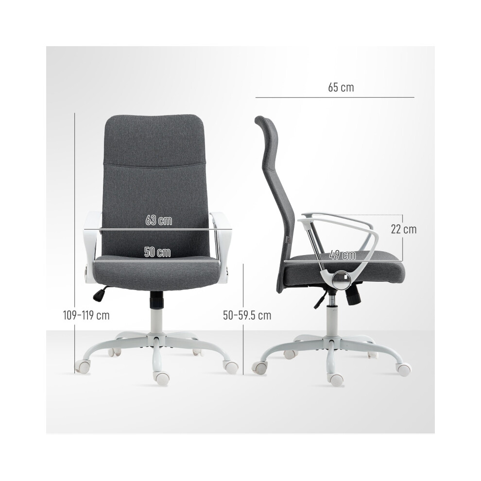 High Back Fabric Office Chair Grey for Home and Office Use - HOMCOM Comfortable ergonomic design adjustable height-image-OPC-PMG2VFJ-NEW