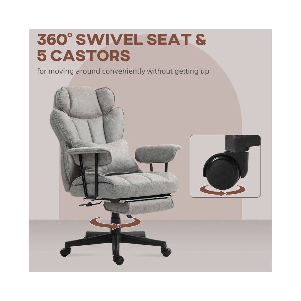 Ergonomic Desk Chair Grey with Foot Rest Lumbar Support Reclining Mode Wide Seat Adjustable Office Chair for Home & Office-image-OPC-PMG2VVW-NEW