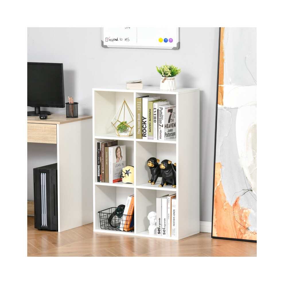 White Wood Effect Six-Cube Bookcase with Multi-Functional Storage Durable Construction 60cm Tall-image-OPC-PMG2WDP-NEW