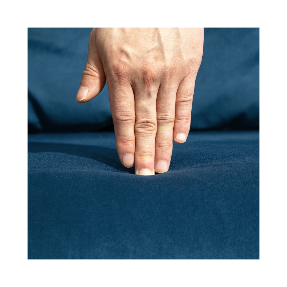 Double Sofa Bed Blue - HOMCOM 4-in-1 Velvet-Feel Sofa Bed with Pillows Space-Saving Convertible Seating and Sleeping Solution-image-OPC-PMG2WJN-NEW