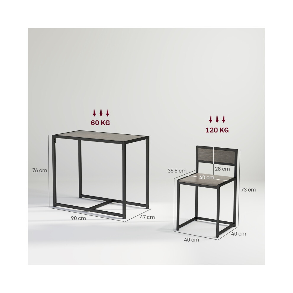 Space-Saving Dining Table and Chairs Set 2 Rectangular Steel Frame Ideal for Compact Kitchens Grey Color-image-OPC-PMG2WTG-NEW