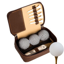 Golf Glove Case Portable Leather Golf Ball Holder Storage Organizer For Trunk, Car, Travel, Golf Stand Bag