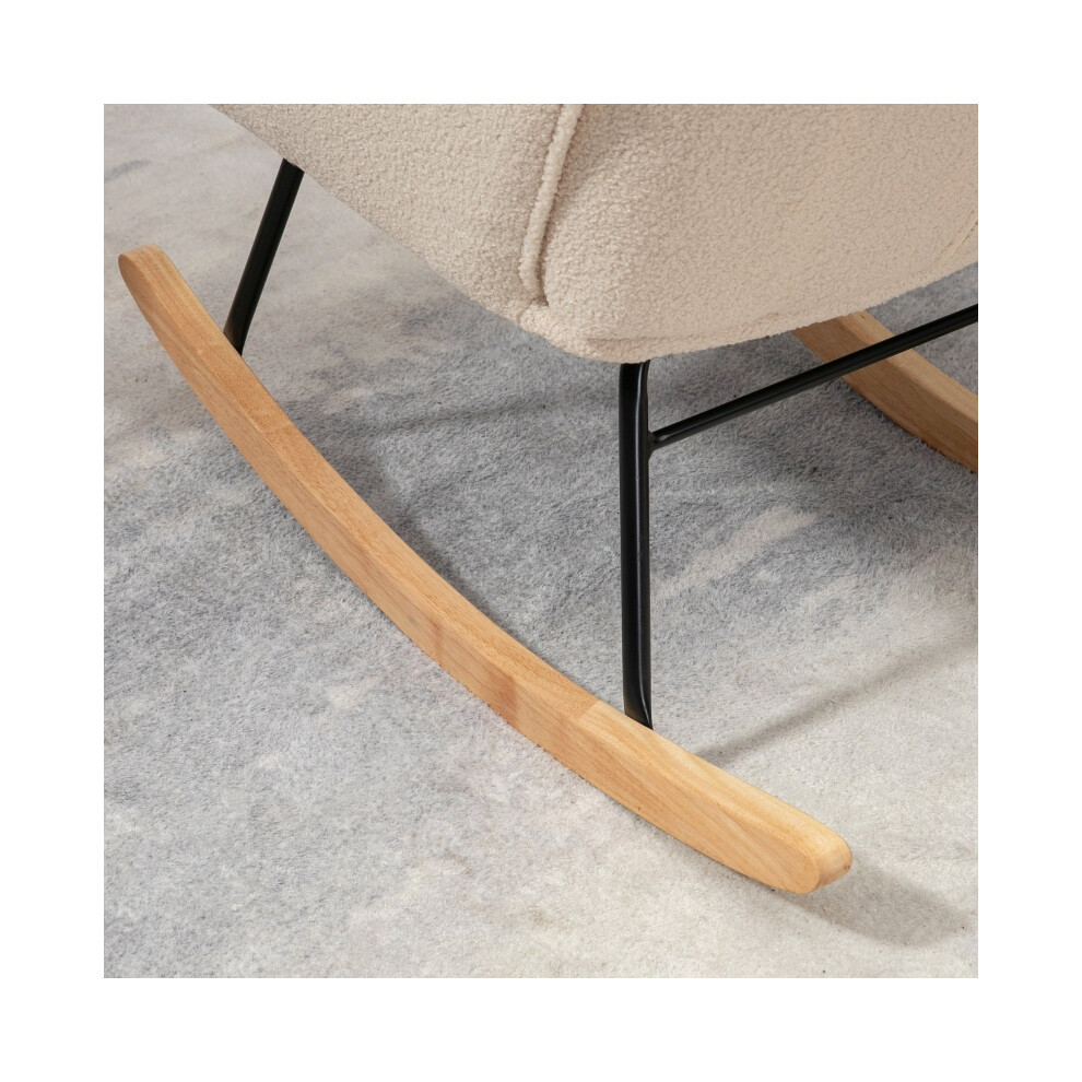 Beige Nursery Glider Rocker - HOMCOM Berber Fleece Wingback Chair for Nursing Parenting & Relaxation in Living Room-image-OPC-PMG2Y9K-NEW