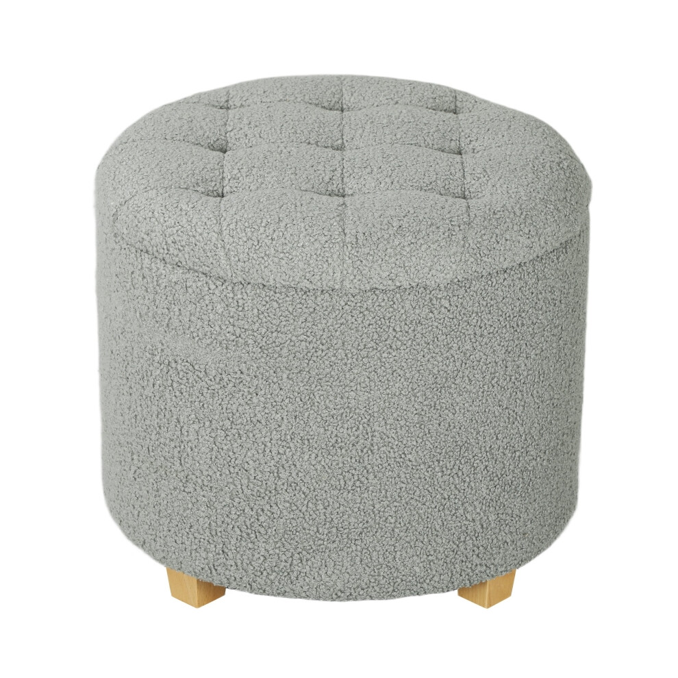 Grey Teddy Fleece Storage Ottoman 31.8L with Comfortable Top Stylish Design Ideal for Seating and Storage-image-OPC-PMG2Z2X-NEW
