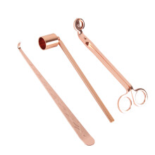 Set aus Kerzenzubehör aus Edelstahl roségold mit Dochtzange und Kerzenschwamm
