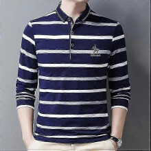 (XL, grey) Male Polo Shirt Tops Spring Autumn Men Casual Men 'S Long Sleeve Polo Shirts Men Stripe Polos Shirtl