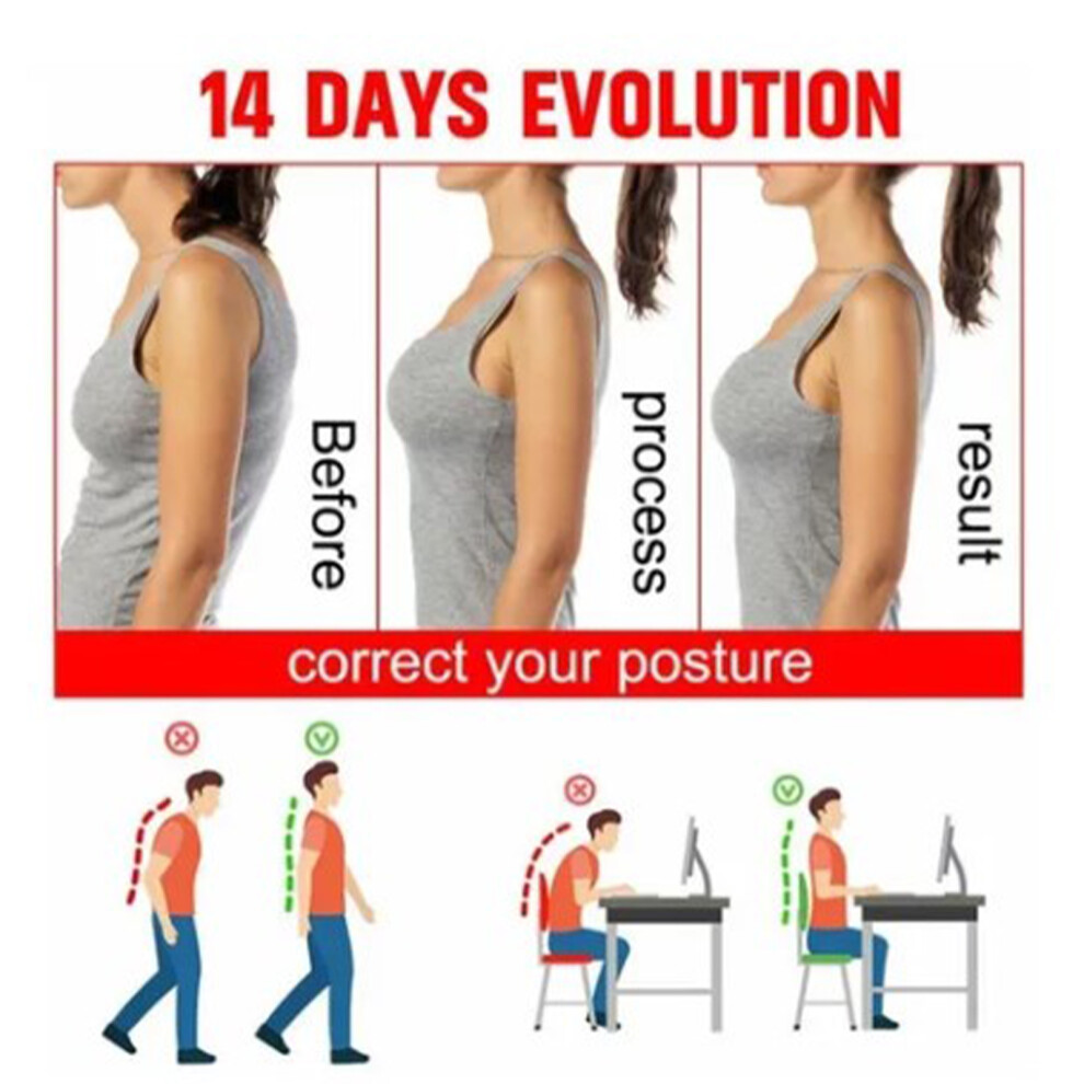 Nylon Posture Corrector Belt For Men & Women Adjustable Xl Grey