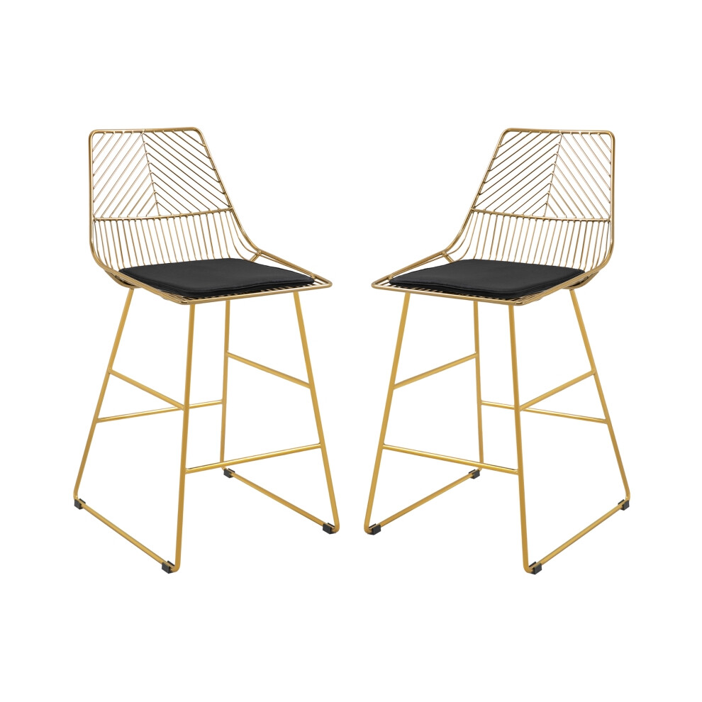 Set of 2 Gold Bar Stools Modern Counter Height Chairs with Wire Metal Frame Perfect for Kitchen & Dining-image-OPC-PMG52C9-NEW