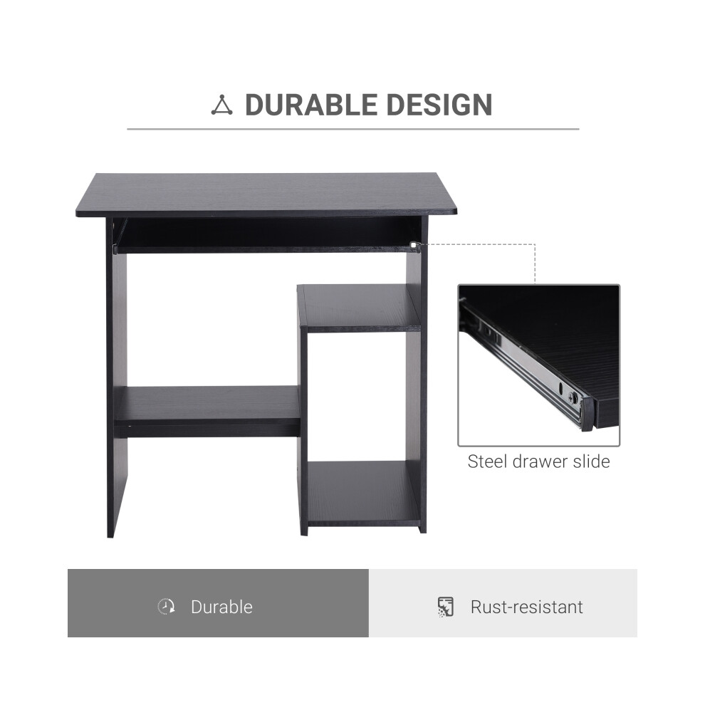 Home Office Wooden Computer Table with Storage Shelf and Keyboard Tray Compact Corner Design in Black-image-OPC-PMG52D8-NEW