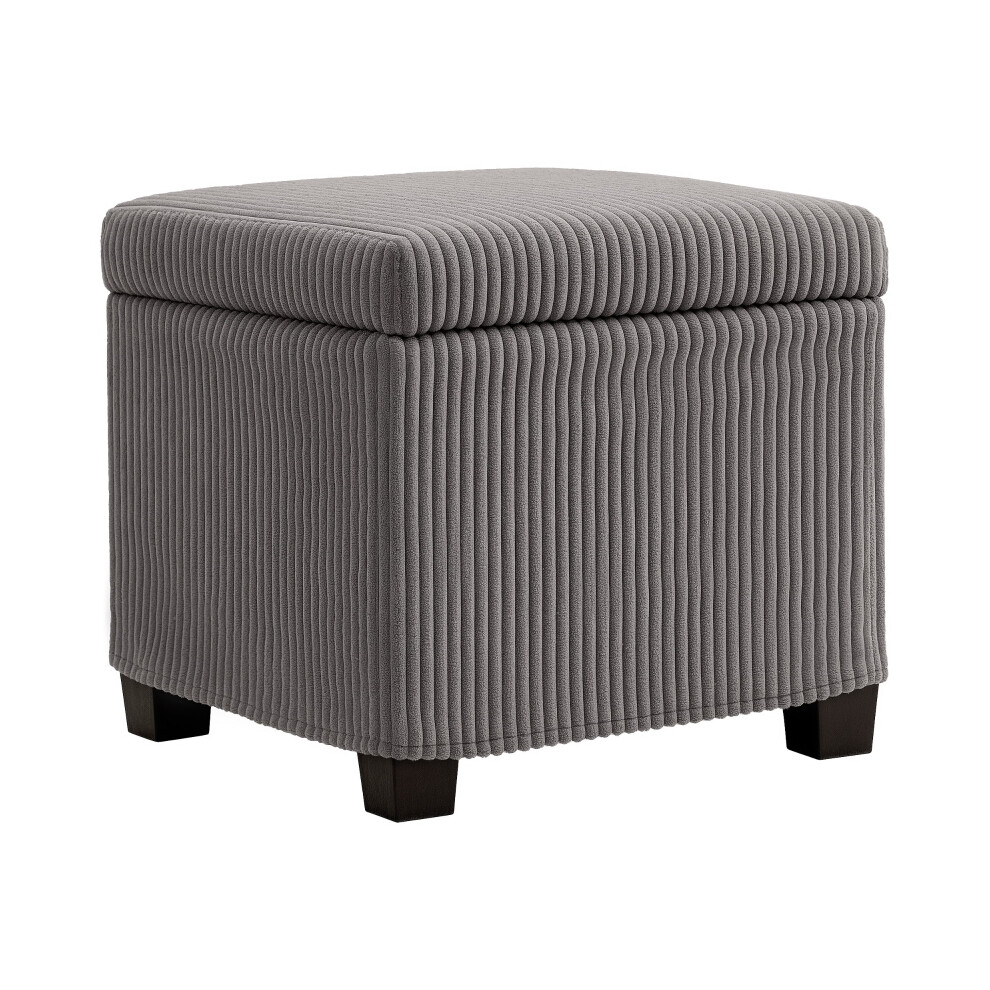 40cm Grey Corduroy Storage Ottoman with Removable Lid and Legs Comfortable Footstool and Storage Box for Home-image-OPC-PMG52DN-NEW