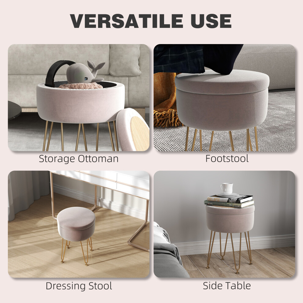 5L Velvet-Feel Light Pink Storage Ottoman with Lid Versatile Footstool Cozy Bedroom & Lounge Room Storage-image-OPC-PMG52GZ-NEW