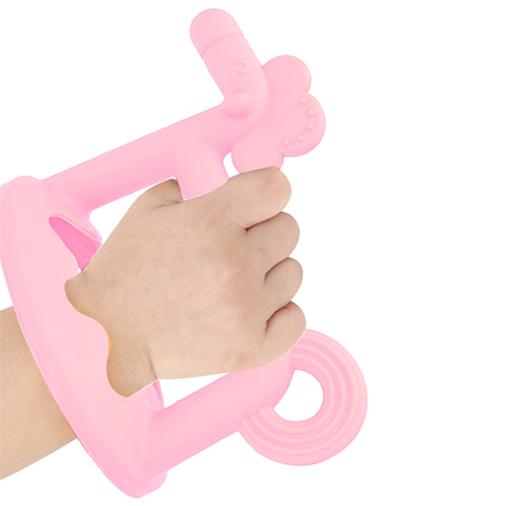 Horse Shape Baby Teething Ring Soft Food Grade Silicone Chewable Toy Pink