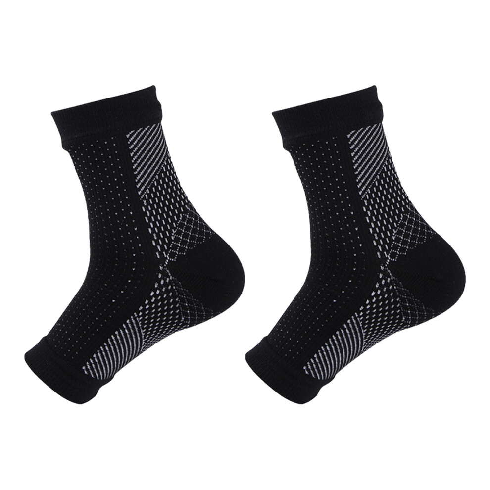 Ankle Support Brace Sock Sleeve Cycling Running Nylon Black L/XL