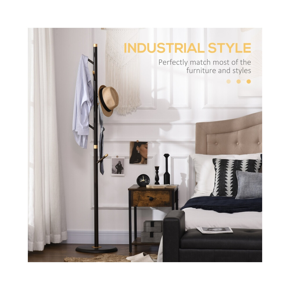 Bamboo Vintage Coat Rack Stand with 6 Hooks Freestanding Hall Tree for Entryway Hallway Bedroom Walnut Color-image-OPC-PMG55P2-NEW