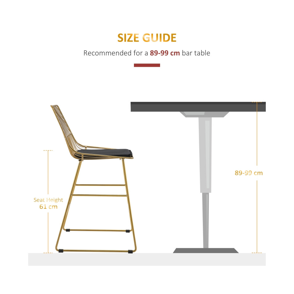 Counter Height Bar Stools Set of 2 Stylish Wire Metal Frame Chairs for Kitchen & Dining Gold Finish-image-OPC-PMG55TM-NEW