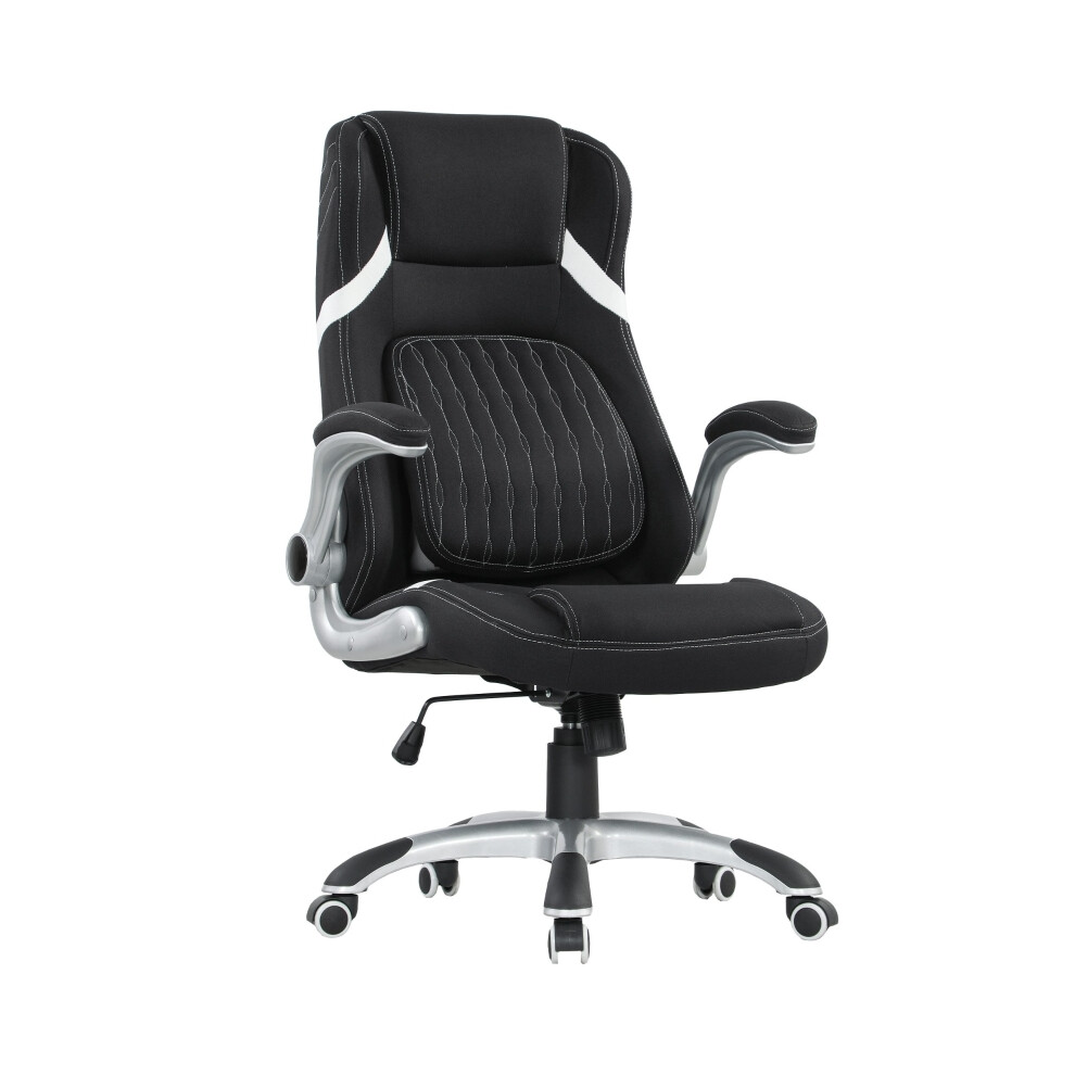 Ergonomic Linen-Look Office Chair with Adjustable Height & Tension Control - Black-image-OPC-PMG56KK-NEW