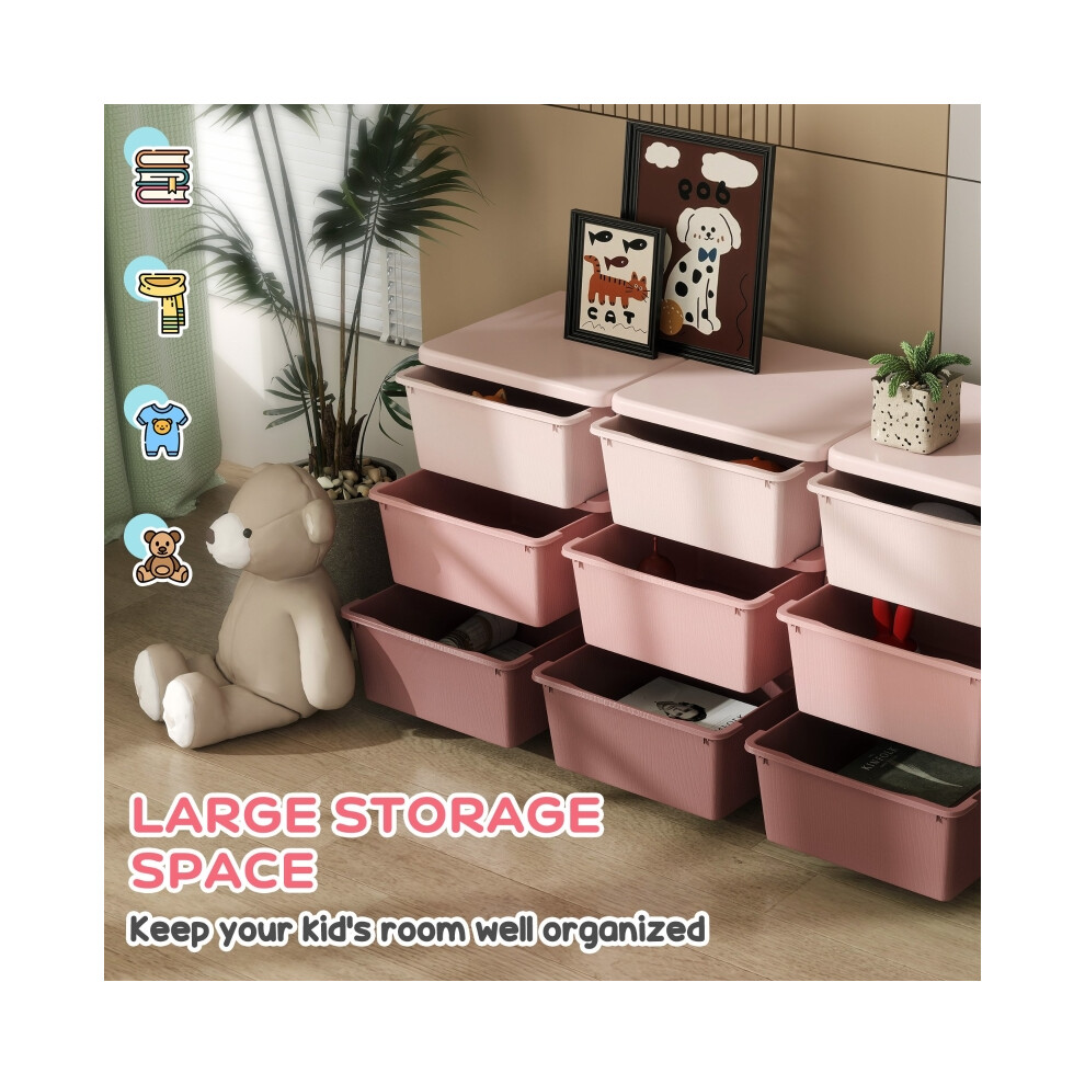 Kids Storage Unit with Nine Drawers in Pink Durable MDF Easy to Organize Children's Bedroom or Playroom-image-OPC-PMG56MW-NEW