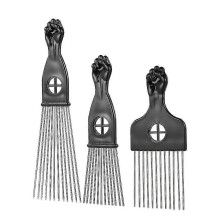 (As show, One size) SNQTV-3pcs Metal Afro Comb Pick Comb Hairstyle Styling Tool