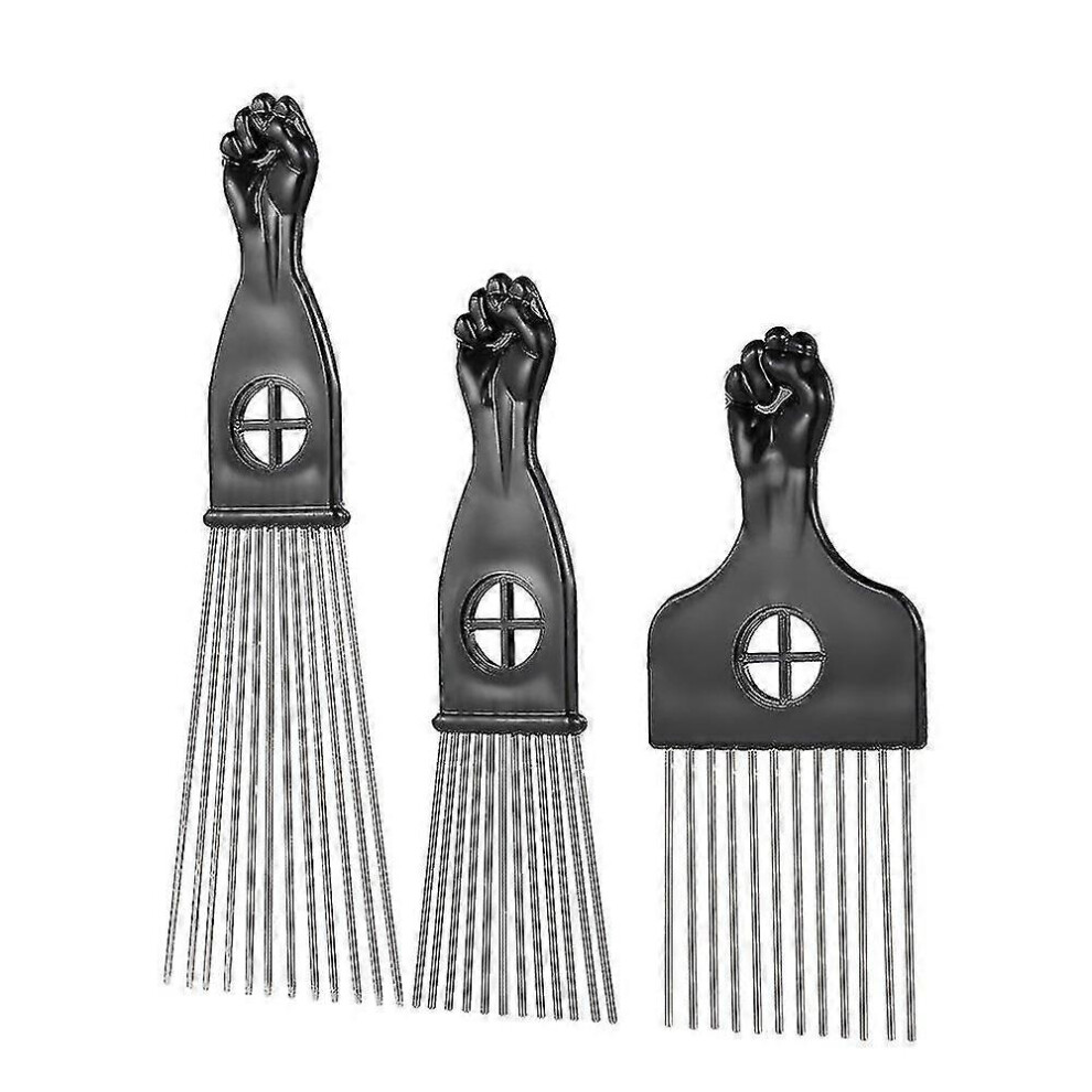 Unisex Black (As Show, One Size) Snqtv-3Pcs Metal Afro Comb Pick Comb Hairstyle Styling Tool