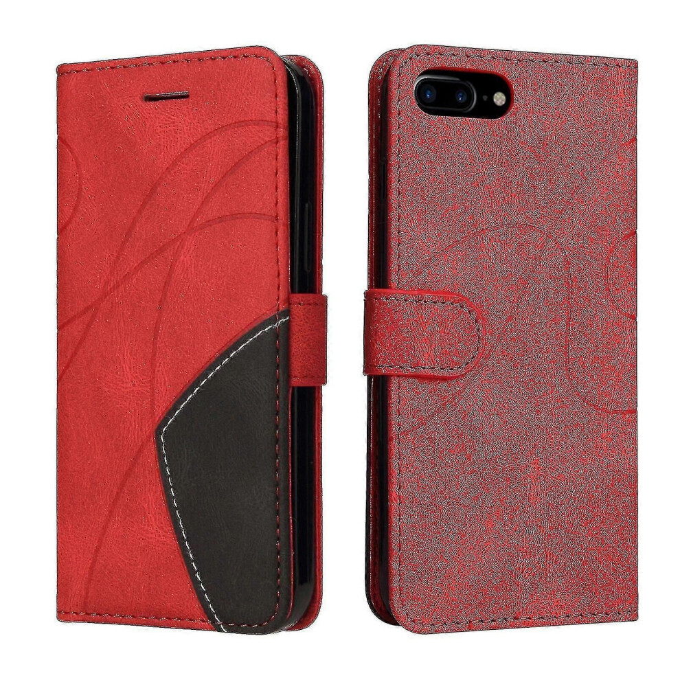 (As Show, One Size) Iphone 8 Plus/Iphone 7 Plus Case Card Pu Holder Leather Cuir Wallet Flip Cover - Red 343857447766