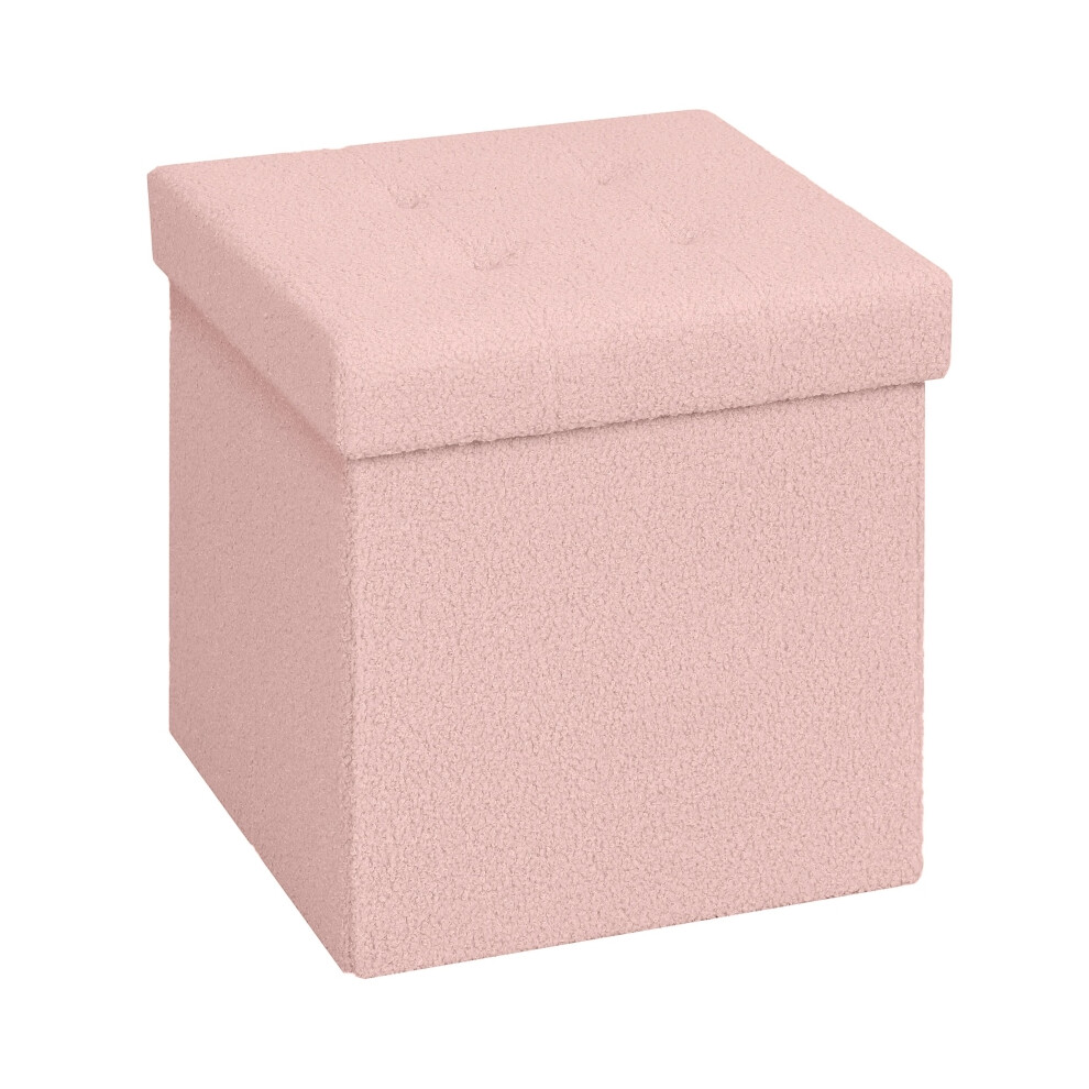Pink Foldable Sherpa Fleece Storage Ottoman Compact Design Comfortable Padding Multi-Functional Home or Bedroom Use-image-OPC-PMG597P-NEW
