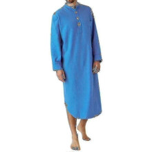 (S, white) Cotton Muslim Sleepwear: Soft One-piece Nightshirt For Men, Long Plain Pajama Gown Hk