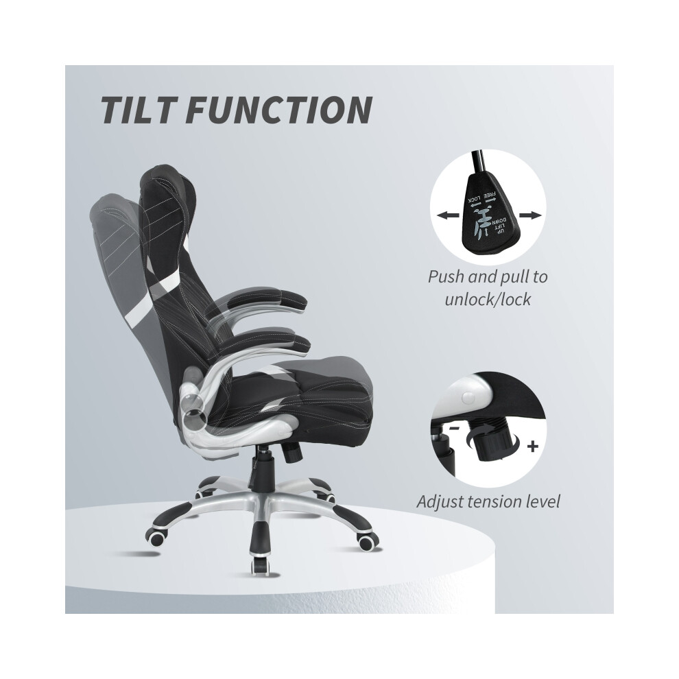 Black Linen-Look Office Chair with Adjustable Height & Tension Ergonomic Support for Comfortable Working Environment-image-OPC-PMG5C2C-NEW