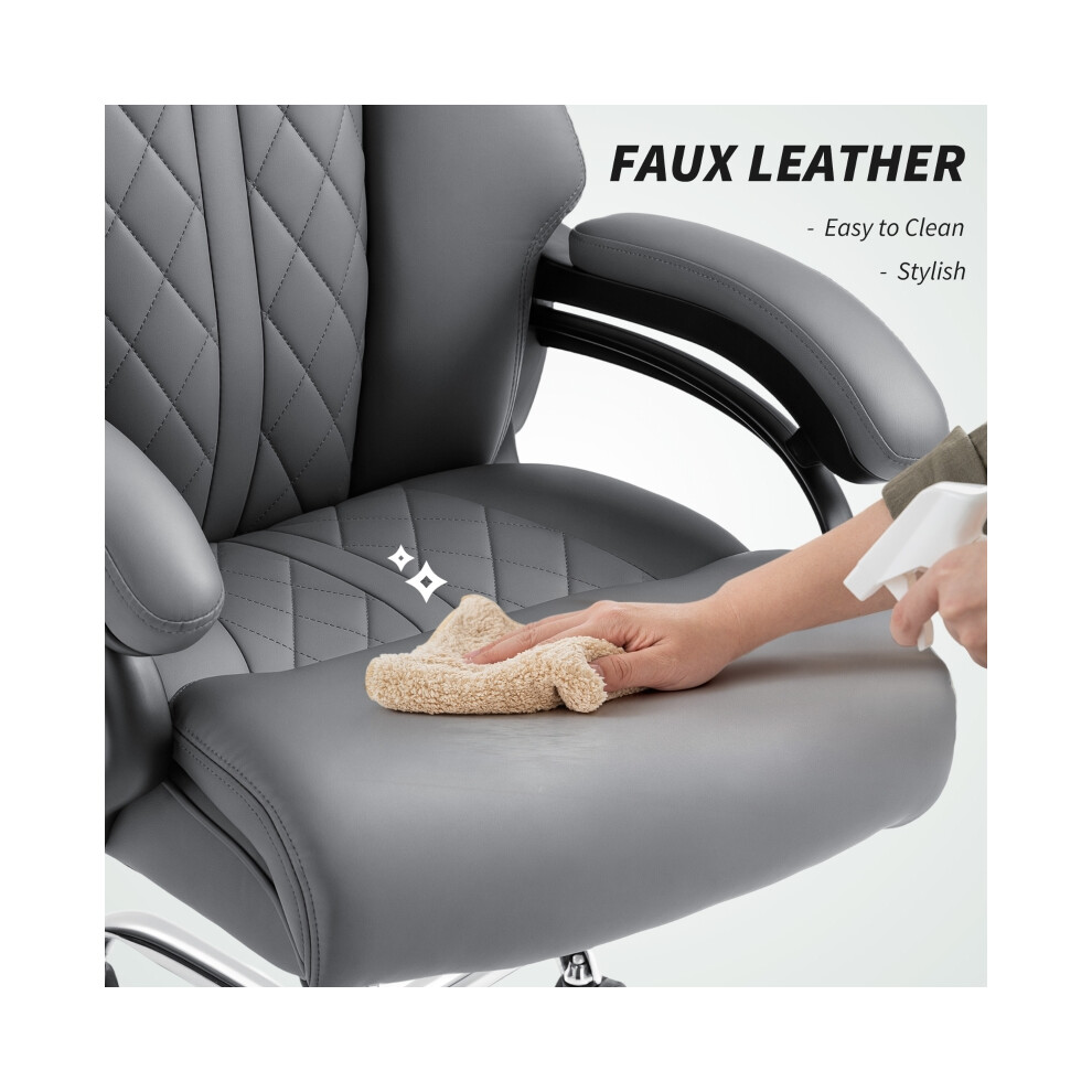 Office Chair Charcoal Grey with Super Padded Faux Leather for Comfort and Support Adjustable Height Modern Design-image-OPC-PMG5C5Z-NEW