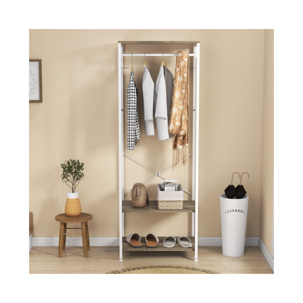 Hallway Coat Rack and Shoe Bench Tree in Grey â Durable Wood & Metal Space-Saving Storage Solution Modern Design 80cm Height-image-OPC-PMG5CJW-NEW