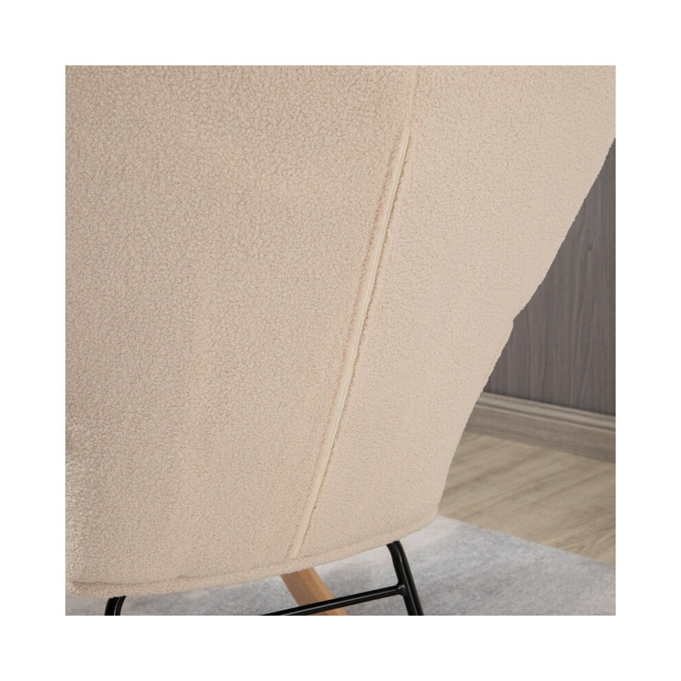 Baby Nursery Glider Chair – HOMCOM Berber Fleece Wingback Rocker for Nursing & Relaxing in Living Room Beige Finish-image-OPC-PMG5FZB-NEW