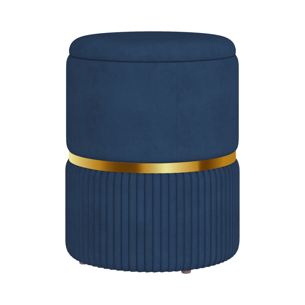 Blue Velvet-Feel Storage Ottoman - Versatile Footstool with Hidden Storage 50L Capacity 40cm Height Stylish Design-image-OPC-PMG5GG5-NEW