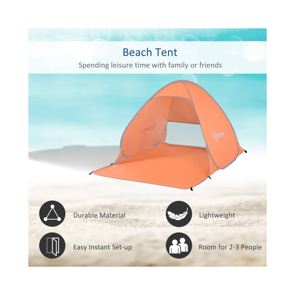 UV Protection 2 Person Pop Up Shelter for Outdoors - Outsunny Orange Sun Shade with Easy Setup and Durability-image-OPC-PMG5GZT-NEW