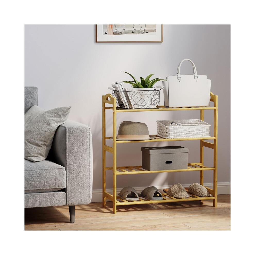 4-Tier Bamboo Shoe Organizer Freestanding Natural Wood Shoe Rack Shelf for Hallway Living Room Bedroom Spacious & Stylish-image-OPC-PMG5JBS-NEW
