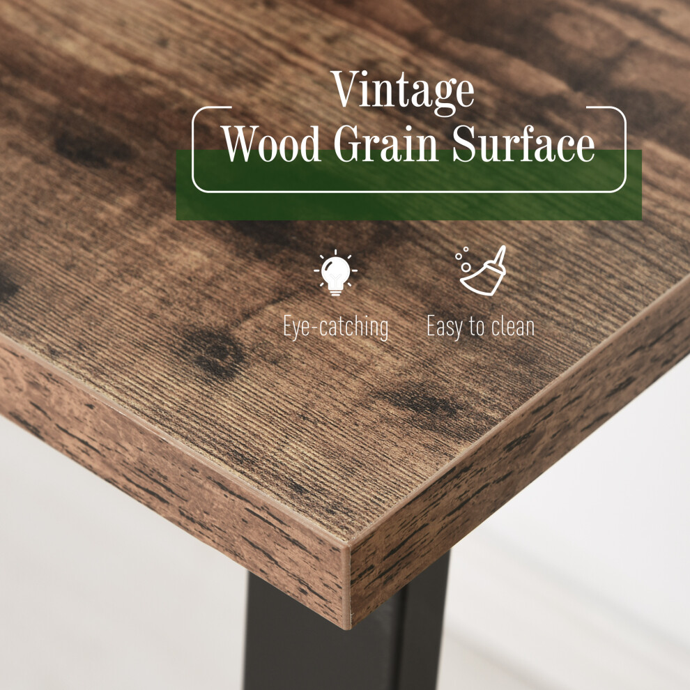 Writing Desk with Steel Frame & Wood Surface - Industrial Home Study Table Rustic Brown and Black 115x58x74.5cm Office Desk-image-OPC-PMG5JMJ-NEW