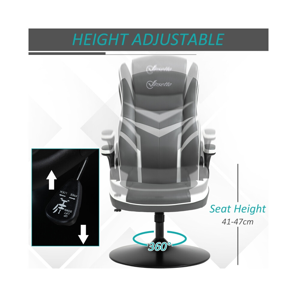 PVC Leather Gaming Chair with Adjustable Height Swivel Pedestal Base & Ergonomic Comfort Grey Office Chair-image-OPC-PMG5JP7-NEW