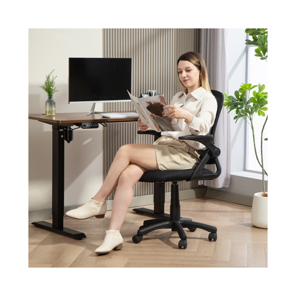 Breathable Mesh Office Chair with Lumbar Support Ergonomic Swivel Design Flip-up Armrests Black-image-OPC-PMG5KX5-NEW