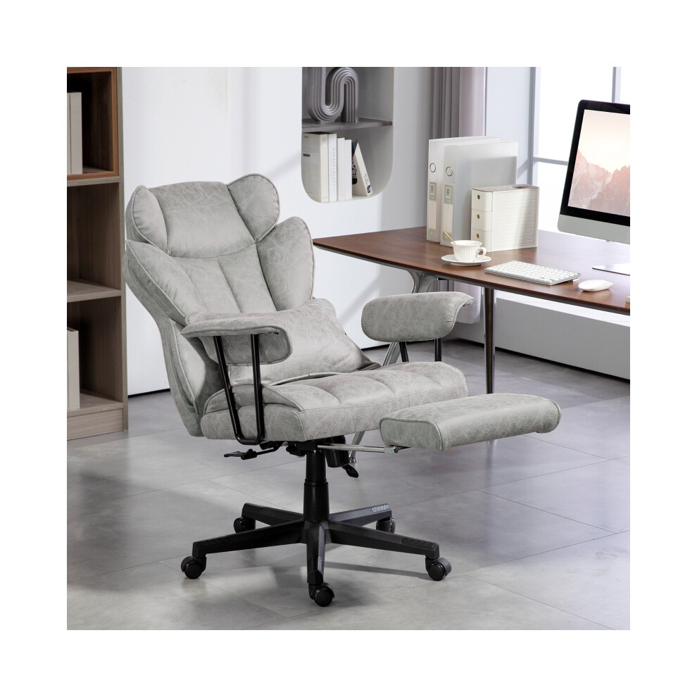 Grey Desk Chair with Foot Rest - Ergonomic Executive Office Chair Featuring Recline Lumbar Support & Wide Seat-image-OPC-PMG5KYK-NEW